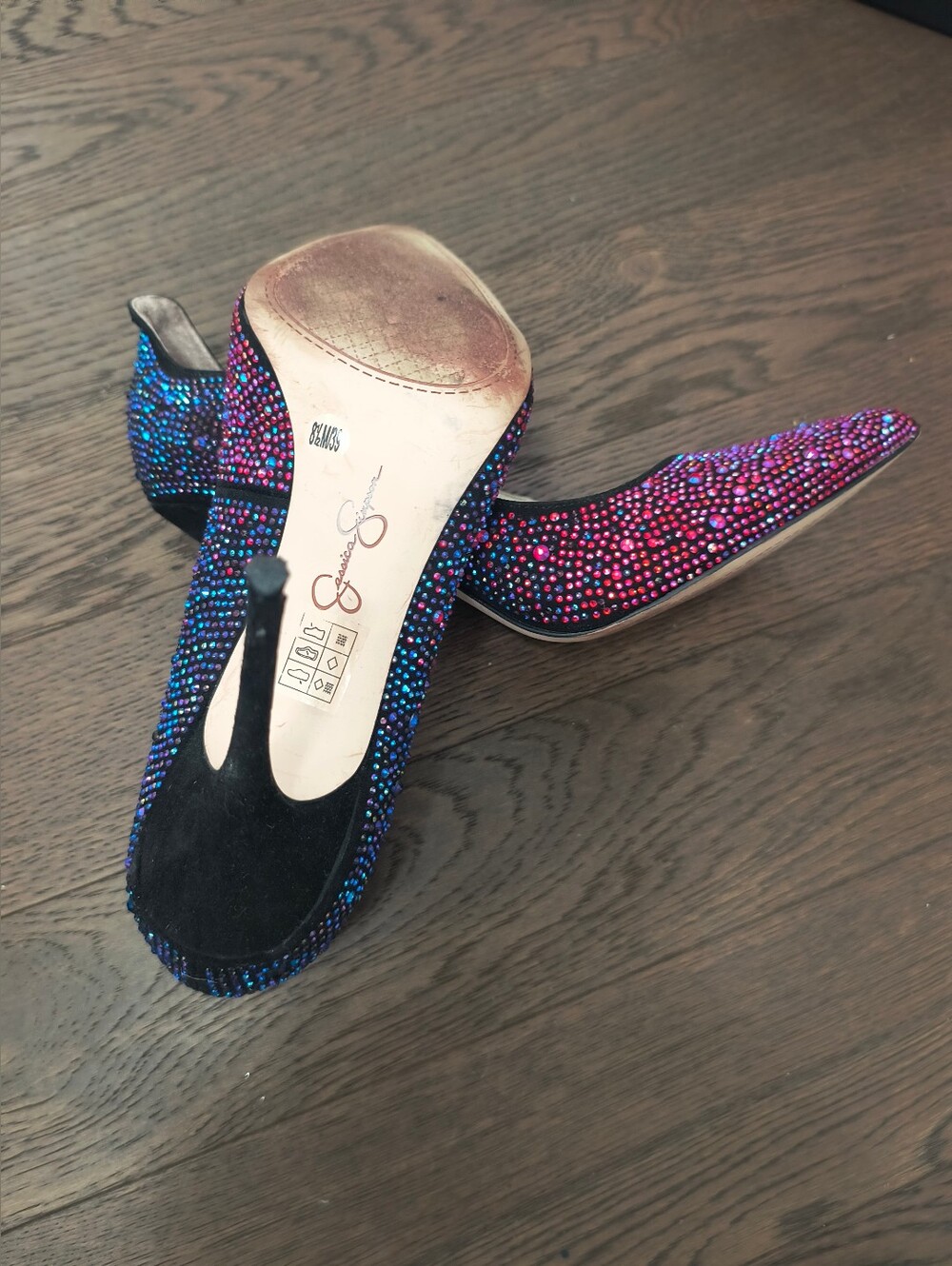 Jessica Simpson Jeweled Pointed Toe Flats in Pink and Blue